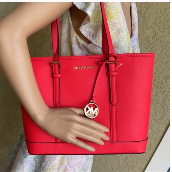 Michael Kors Jet Set Travel Small Leather Top Zip Shoulder Tote Handbag - Picture 2 of 16